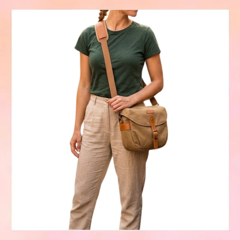 BAGSMART Vintage Canvas Camera Messenger Bag - Padded Crossbody Shoulder Bag